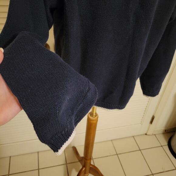 Northington Vintage Floral Embroidered Cardigan Women's XL Navy Blue Open Front - Picture 6 of 10